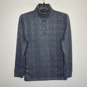 ARROW Fleece Sweatshirt Mens Small S Gray Herringbone 1/4 Snap Pullover